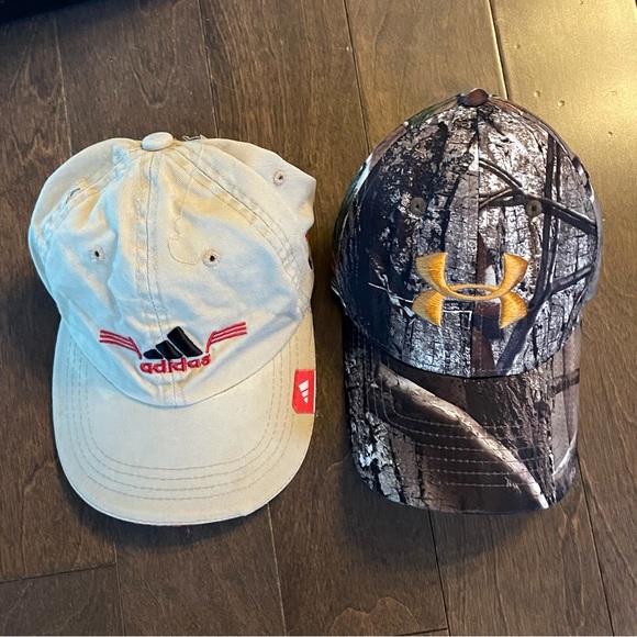Two hats - camo print under armour & beige adidas - Picture 2 of 3